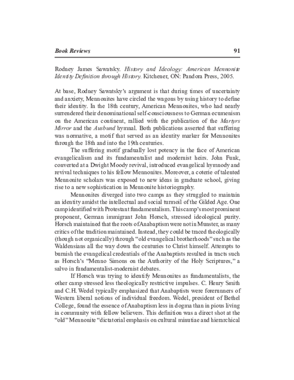 Walter Sawatsky, History and Ideology American Mennonite Identity