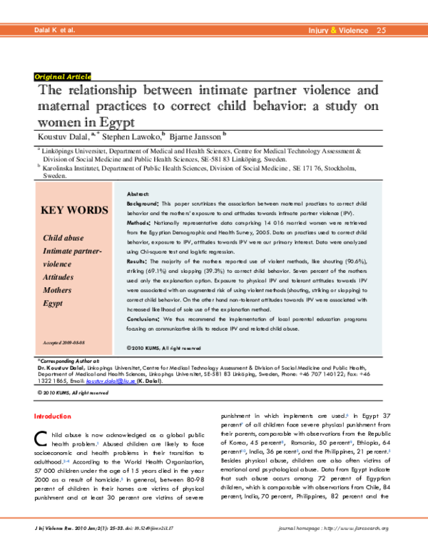 (PDF) The relationship between intimate partner violence and maternal ...