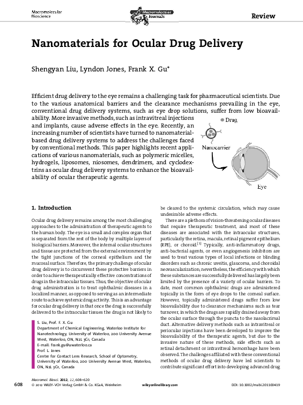 (PDF) Nanomaterials for Ocular Drug Delivery
