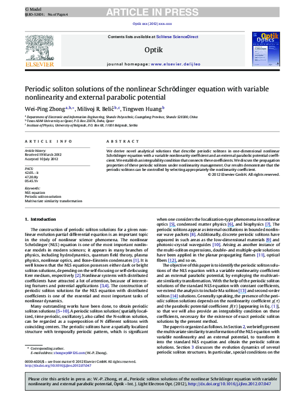 (PDF) Periodic soliton solutions of the nonlinear Schrödinger equation ...