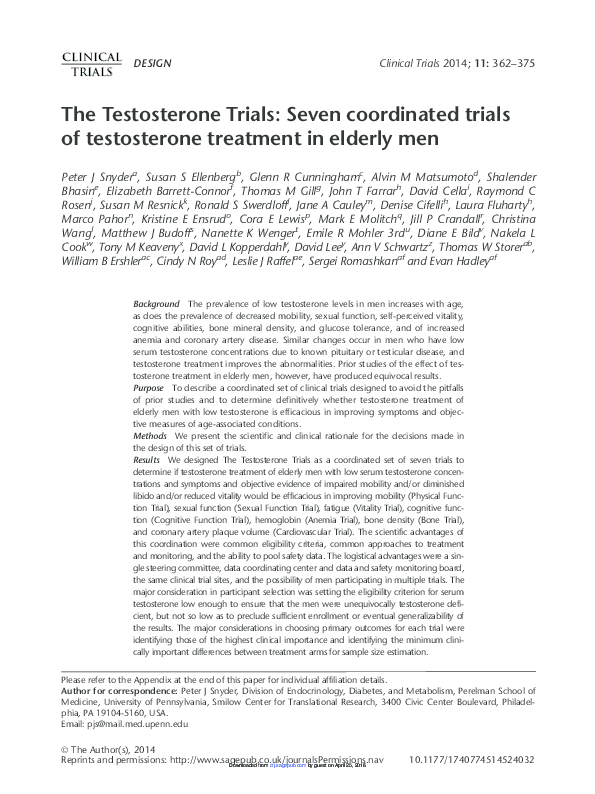 (PDF) The Testosterone Trials: Seven coordinated trials of testosterone ...