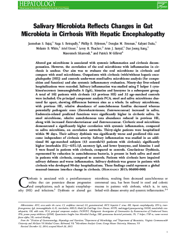 (PDF) Salivary Microbiota Reflects Changes in Gut Microbiota in ...