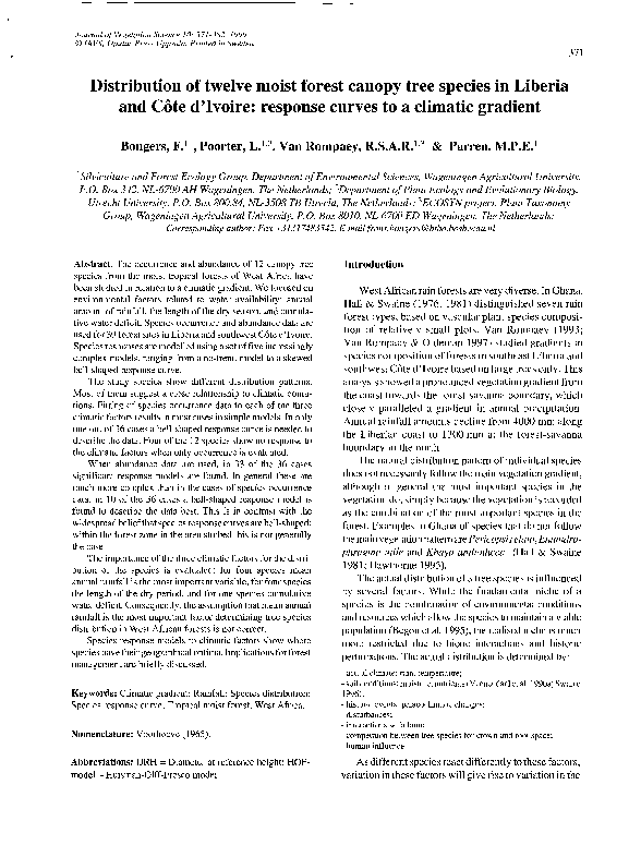 (PDF) Distribution of twelve moist forest canopy tree species in ...