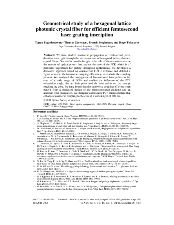 (PDF) Geometrical study of a hexagonal lattice photonic crystal fiber ...
