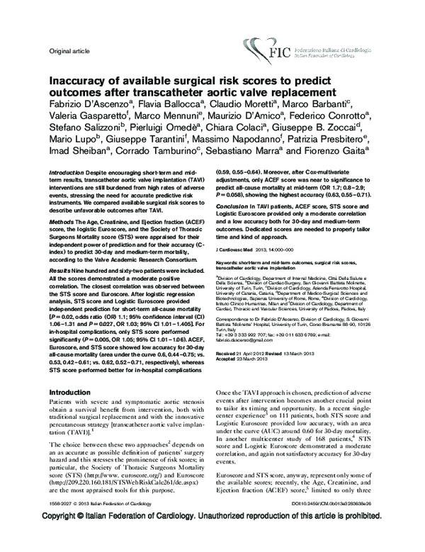 (PDF) Inaccuracy of available surgical risk scores to predict outcomes ...