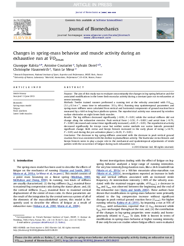 (PDF) Changes in spring-mass behavior and muscle activity during an ...