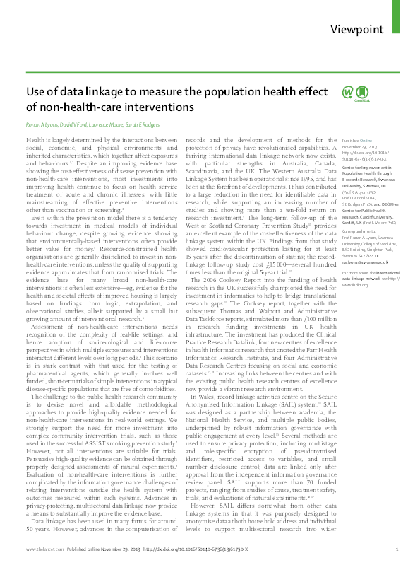 (PDF) Use of data linkage to measure the population health effect of ...