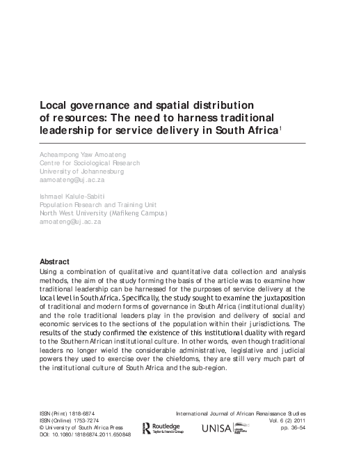(PDF) Local governance and spatial distribution of resources: The need ...