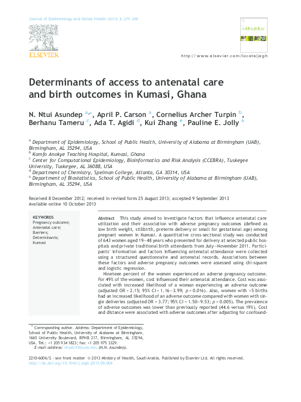 (PDF) Determinants of access to antenatal care and birth outcomes in ...