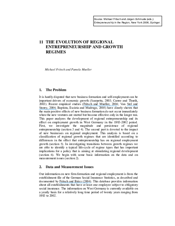 (PDF) The Evolution of Regional Entrepreneurship and Growth Regimes