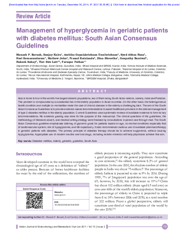 (PDF) Management of hyperglycemia in geriatric patients with diabetes ...