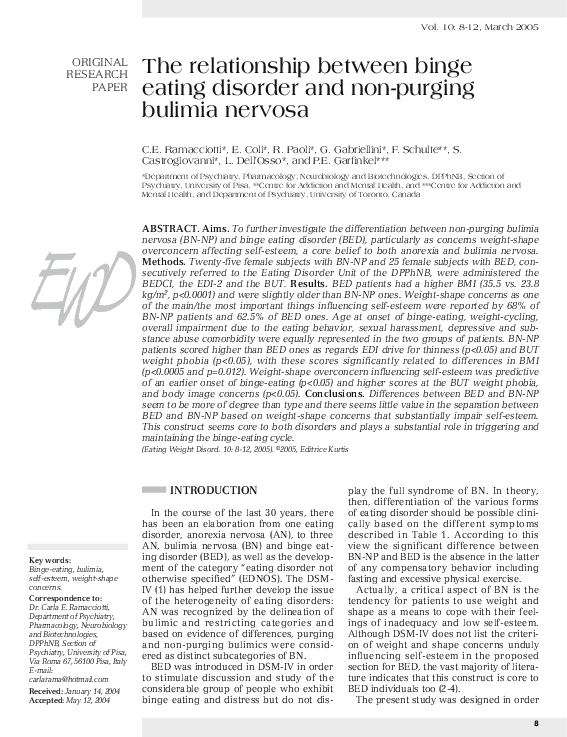 (PDF) The relationship between binge eating disorder and non-purging ...