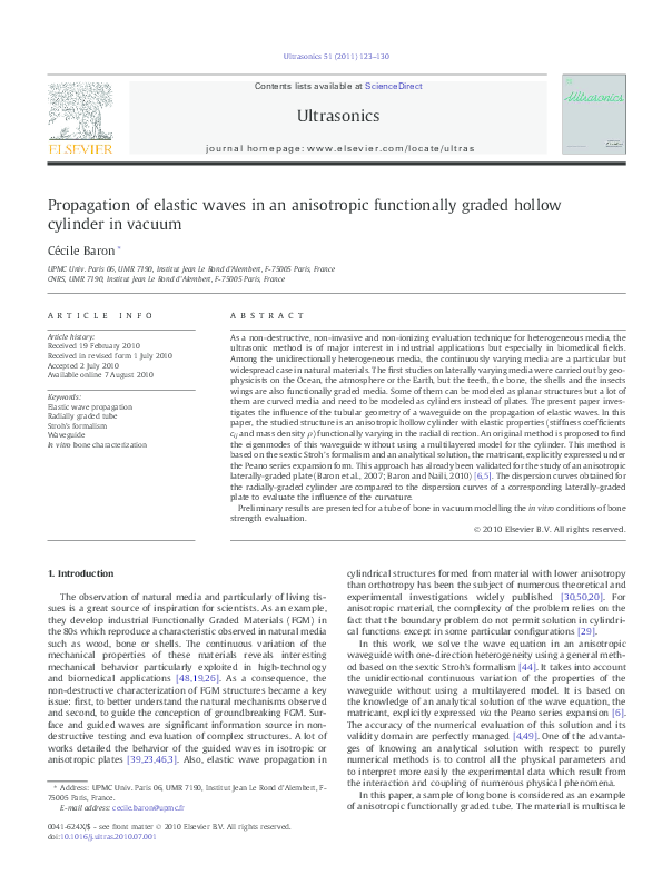 (PDF) Propagation of elastic waves in an anisotropic functionally ...