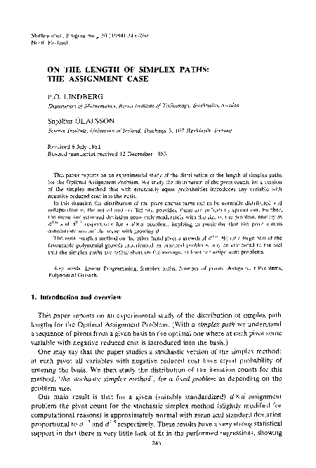 (PDF) On the length of simplex paths: The assignment case