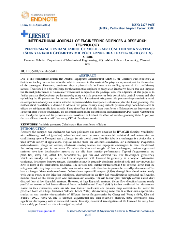 (PDF) PERFORMANCE ENHANCEMENT OF MOBILE AIR CONDITIONING SYSTEM USING ...