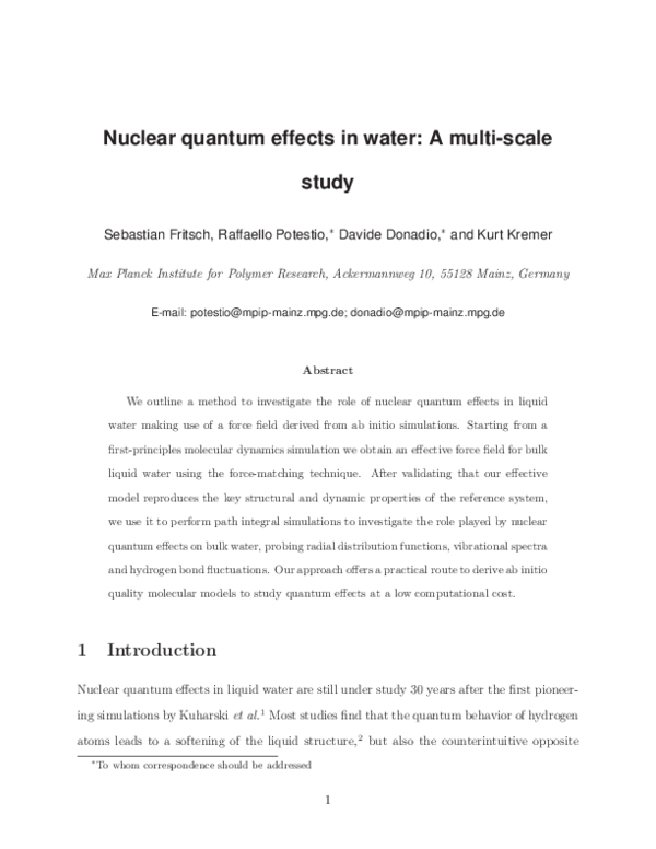  pdf nuclear quantum effects in water a multiscale study