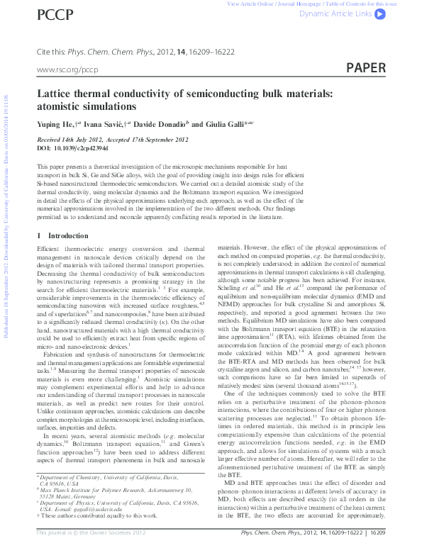 (PDF) Lattice thermal conductivity of semiconducting bulk materials ...
