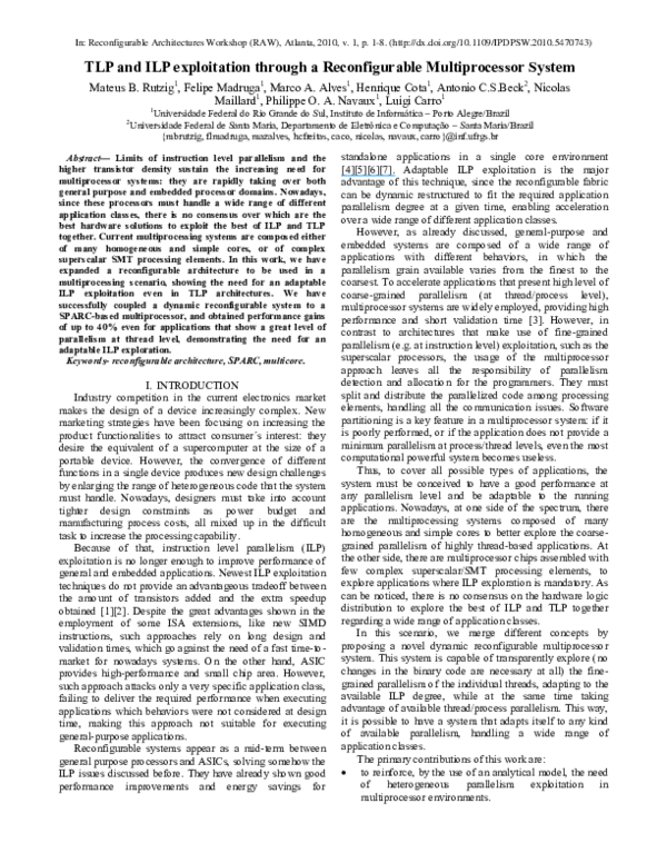 (PDF) TLP and ILP exploitation through a reconfigurable multiprocessor ...