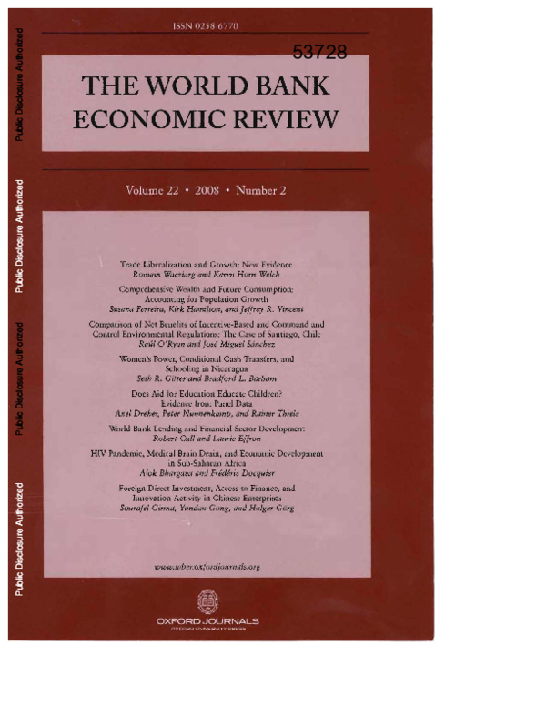  pdf the world bank economic review 22 2 romain wacziarg