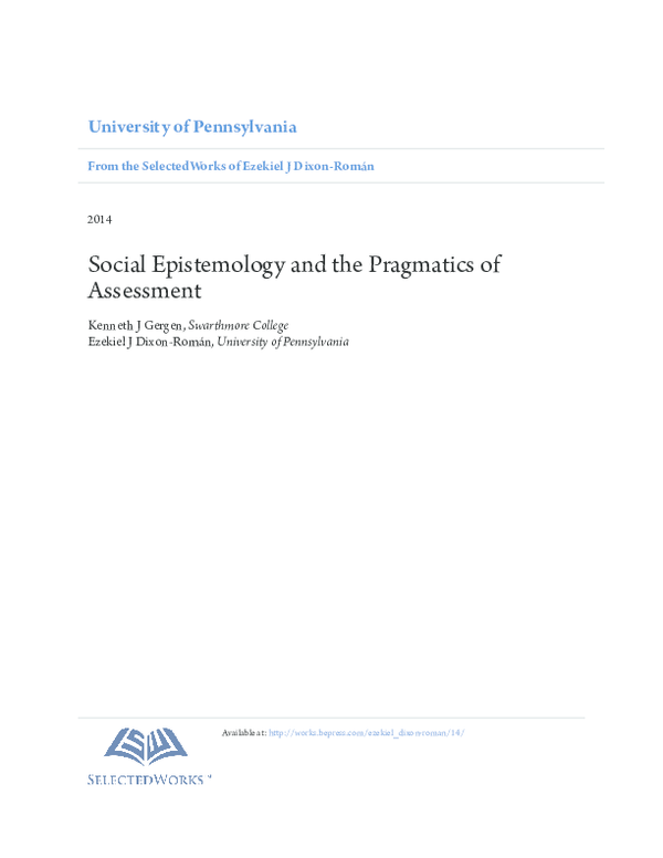 (PDF) Social Epistemology and the Pragmatics of Assessment