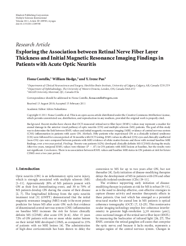 (PDF) Exploring the Association between Retinal Nerve Fiber Layer ...