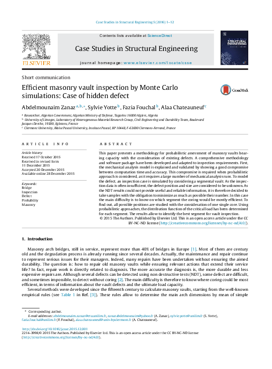 (PDF) Efficient masonry vault inspection by Monte Carlo simulations ...