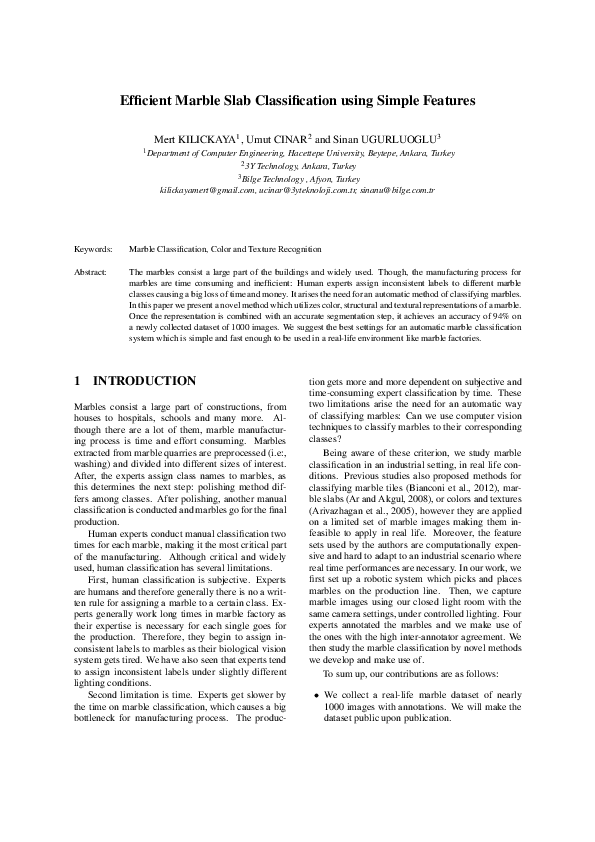 (PDF) Efficient Marble Slab Classification using Simple Features mert