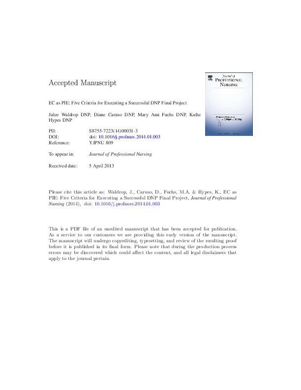 (PDF) EC as PIE Five Criteria for Executing a Successful DNP Final