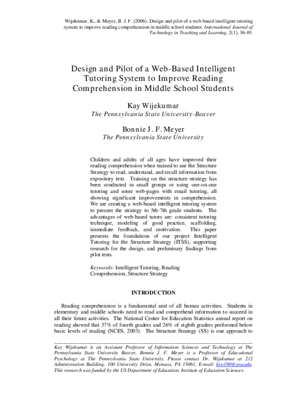 (PDF) Design and pilot of a web-based intelligent tutoring system to ...