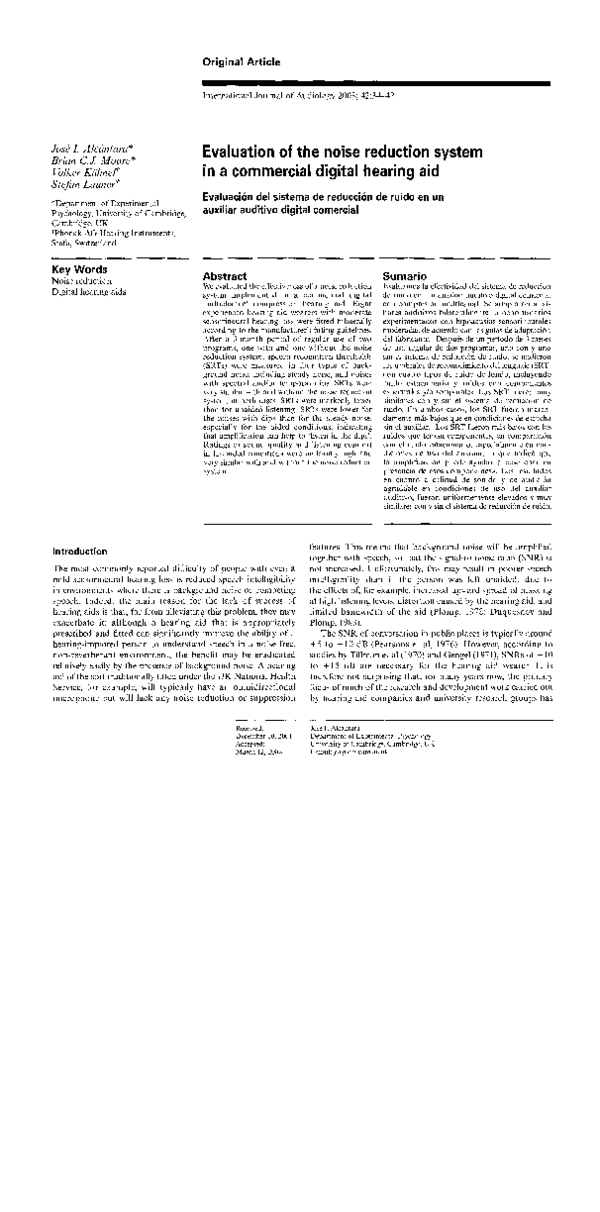 (PDF) Evaluation of the noise reduction system in a commercial digital ...
