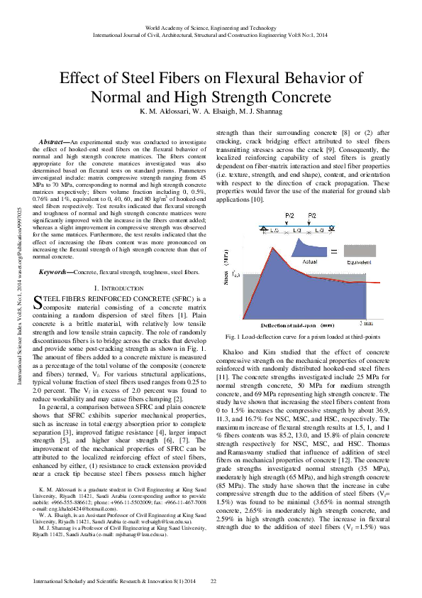 (PDF) Effect of Steel Fibers on Flexural Behavior of Normal and High ...
