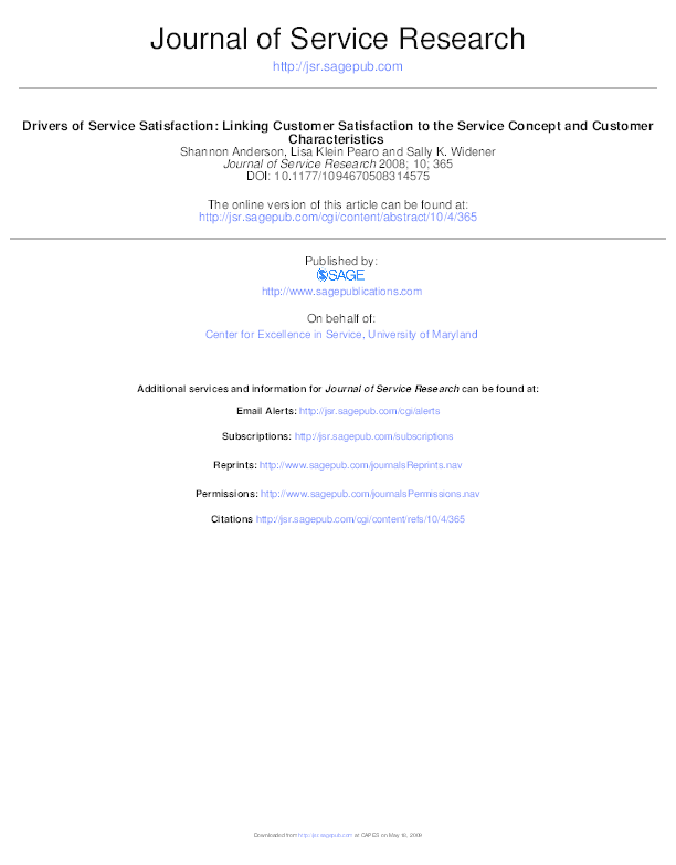 (PDF) Linking Customer Satisfaction to the Service Concept and Customer