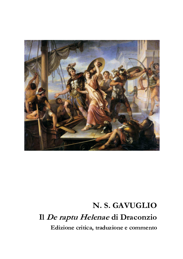 (PDF) Il De raptu Helenae di Draconzio. Edizione critica, traduzione e