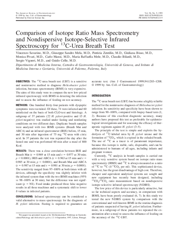 (PDF) Comparison of isotope ratio mass spectrometry and nondispersive