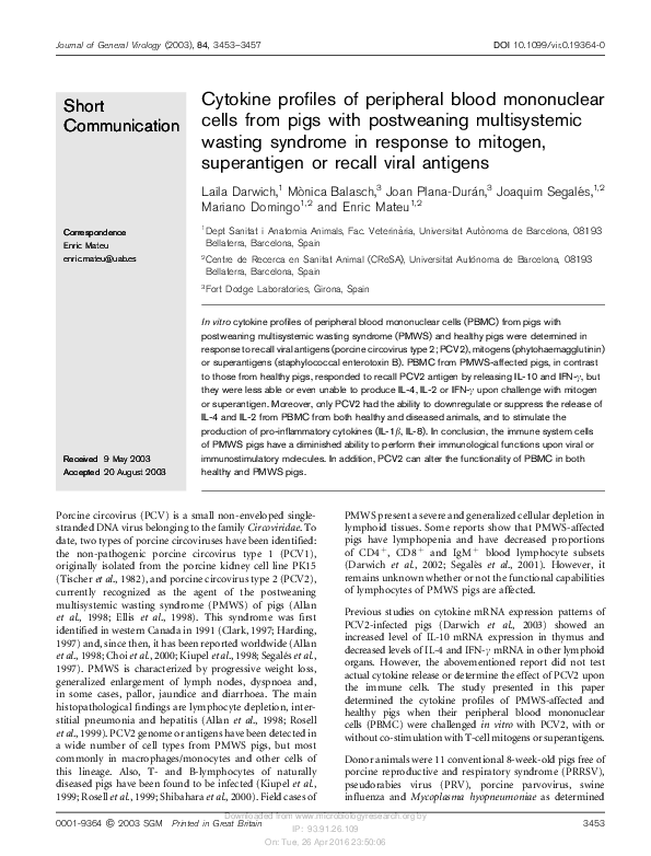(PDF) Cytokine profiles of peripheral blood mononuclear cells from pigs ...
