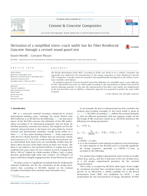 (PDF) Derivation of a simplified stress–crack width law for Fiber ...