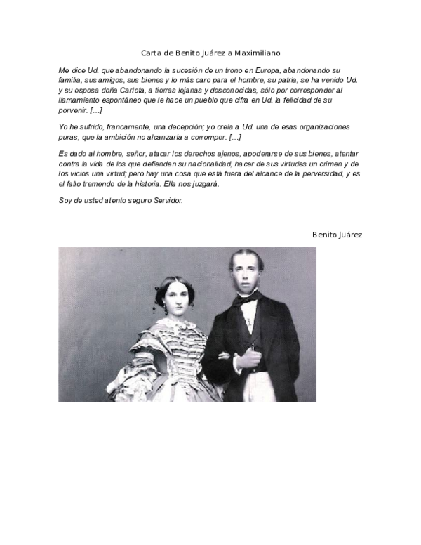 (DOC) Carta de Benito Juarez a Maximiliano yesica torres Academia.edu (DOC) Carta de Benito Juarez a Maximiliano yesica torres Academia.edu