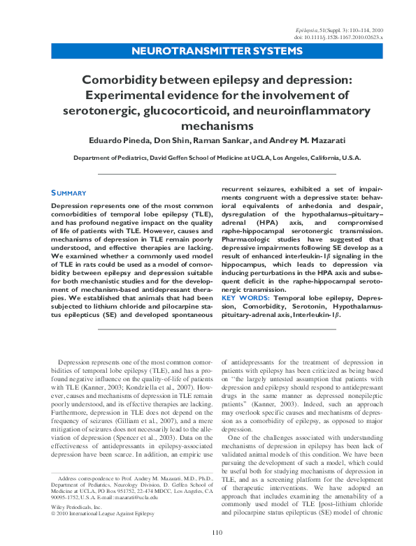 (PDF) Comorbidity between epilepsy and depression: Experimental ...