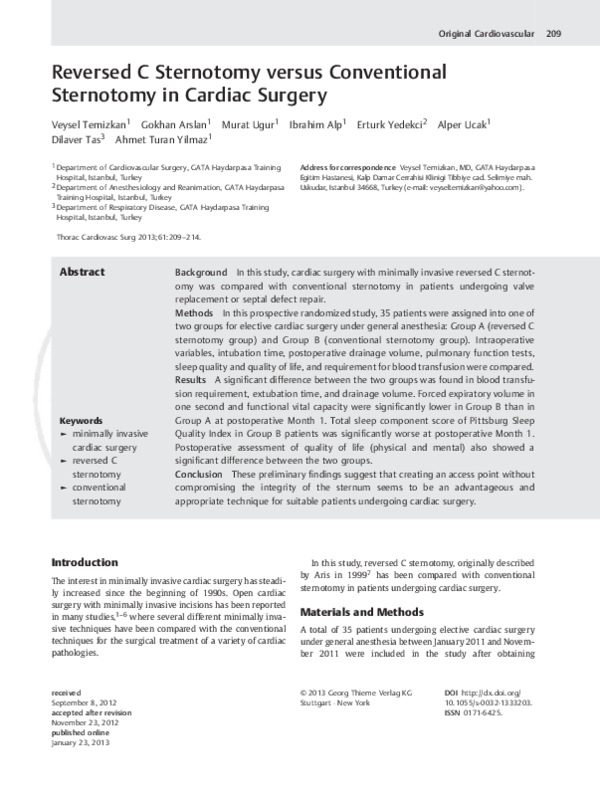 (PDF) Reversed C Sternotomy versus Conventional Sternotomy in Cardiac ...