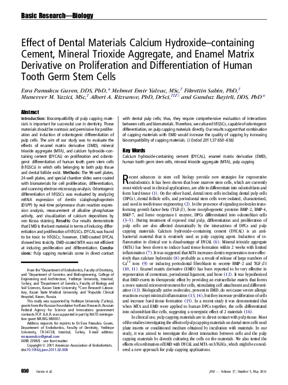(PDF) Effect of dental materials calcium hydroxidecontaining cement