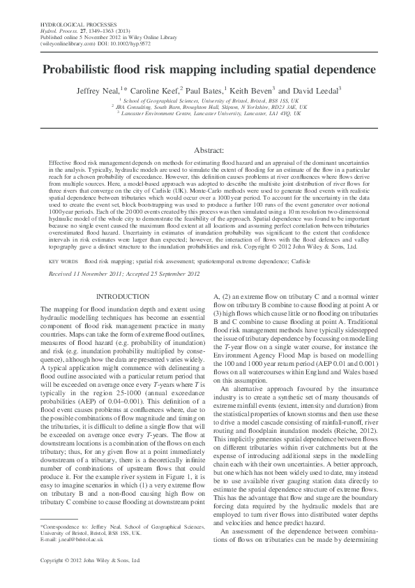 (PDF) Probabilistic flood risk mapping including spatial dependence