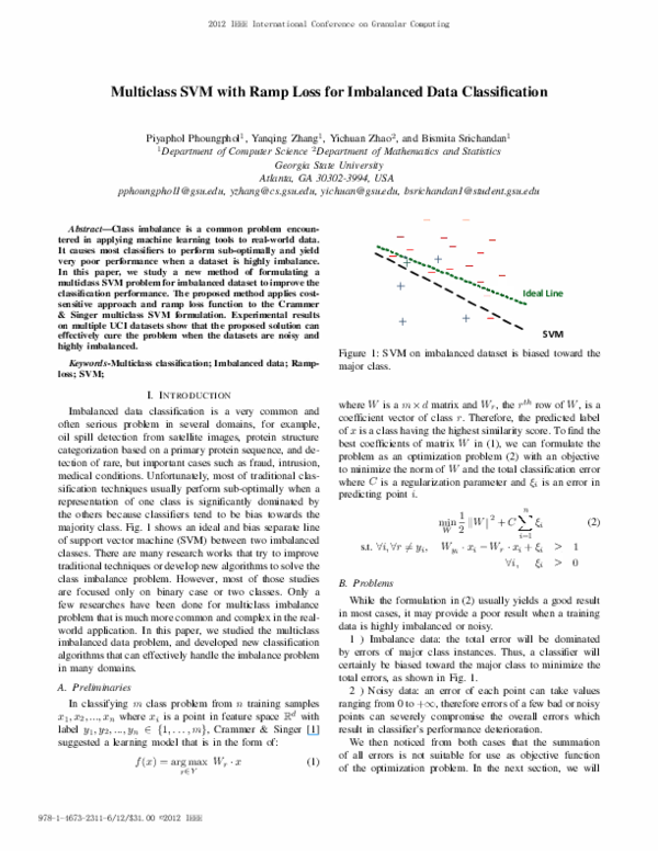 (PDF) Multiclass SVM with ramp loss for imbalanced data classification