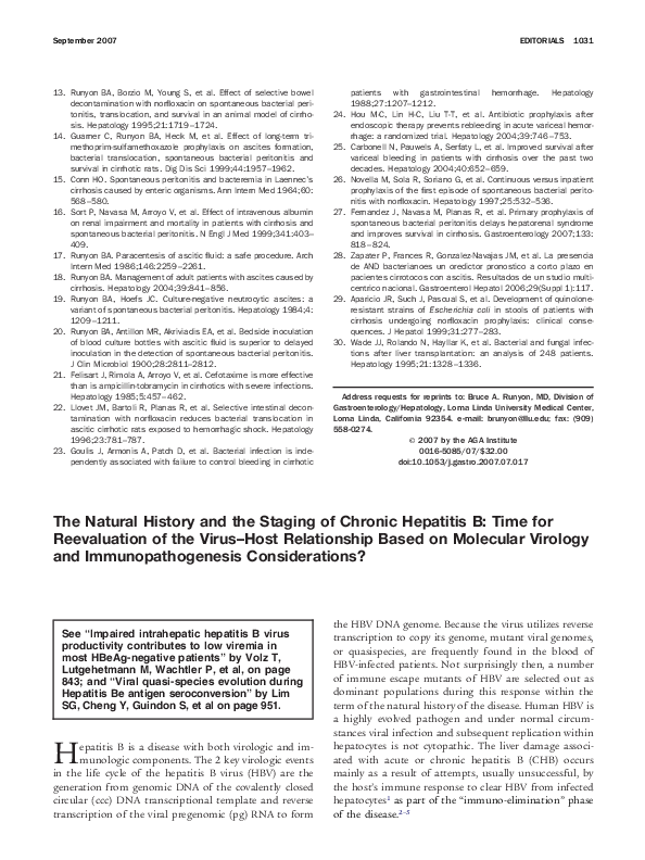 (PDF) The Natural History and the Staging of Chronic Hepatitis B: Time ...