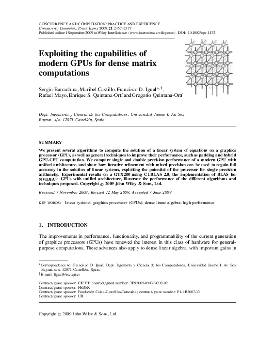 (PDF) Exploiting the capabilities of modern GPUs for dense matrix ...