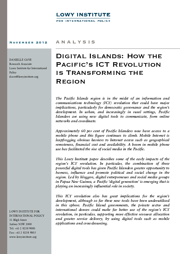 Pdf Digital Islands How The Pacific S Ict Revolution Is Transforming The Region Danielle Cave Academia Edu