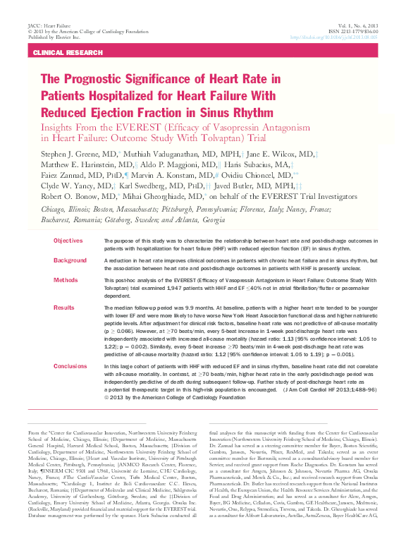 (PDF) The prognostic significance of heart rate in patients ...