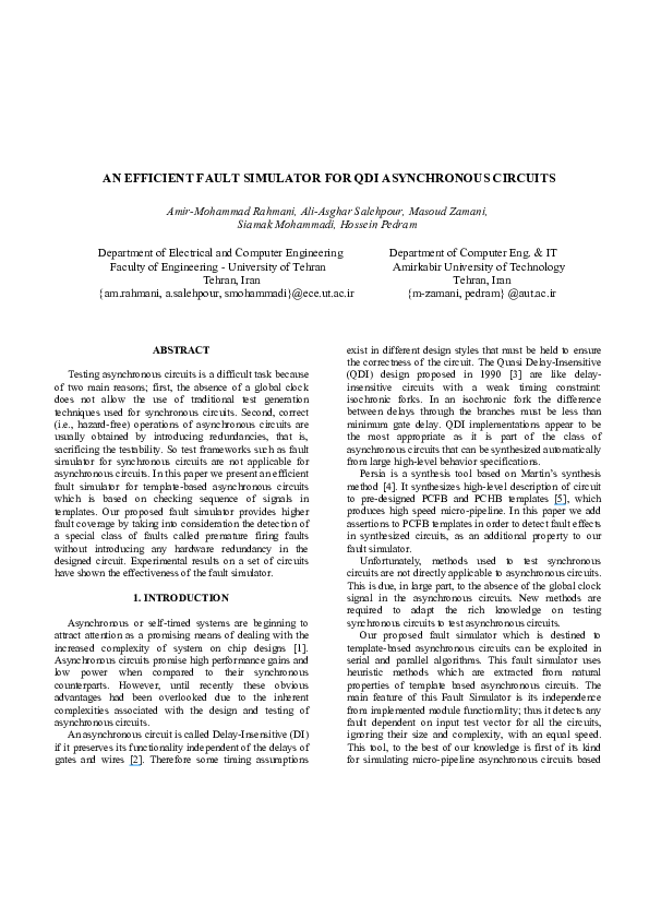 An Efficient Fault Simulator for QDI Asynchronous Circuits