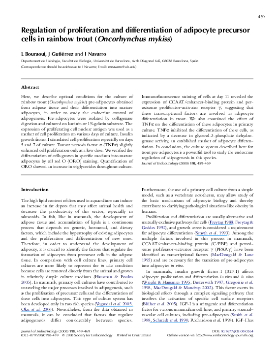 (PDF) Regulation of proliferation and differentiation of human fetal ...