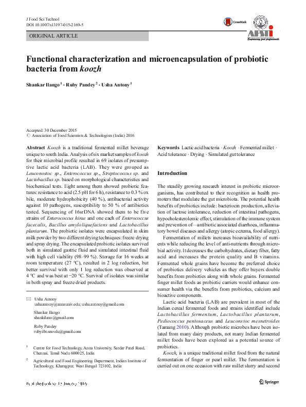 (PDF) Functional characterization and microencapsulation of probiotic ...