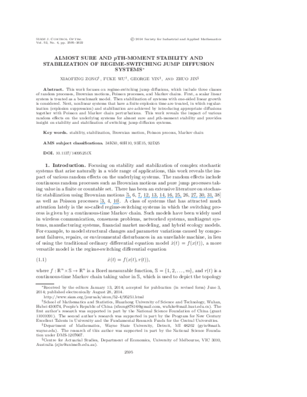 (PDF) Almost Sure and $p$th-Moment Stability and Stabilization of ...